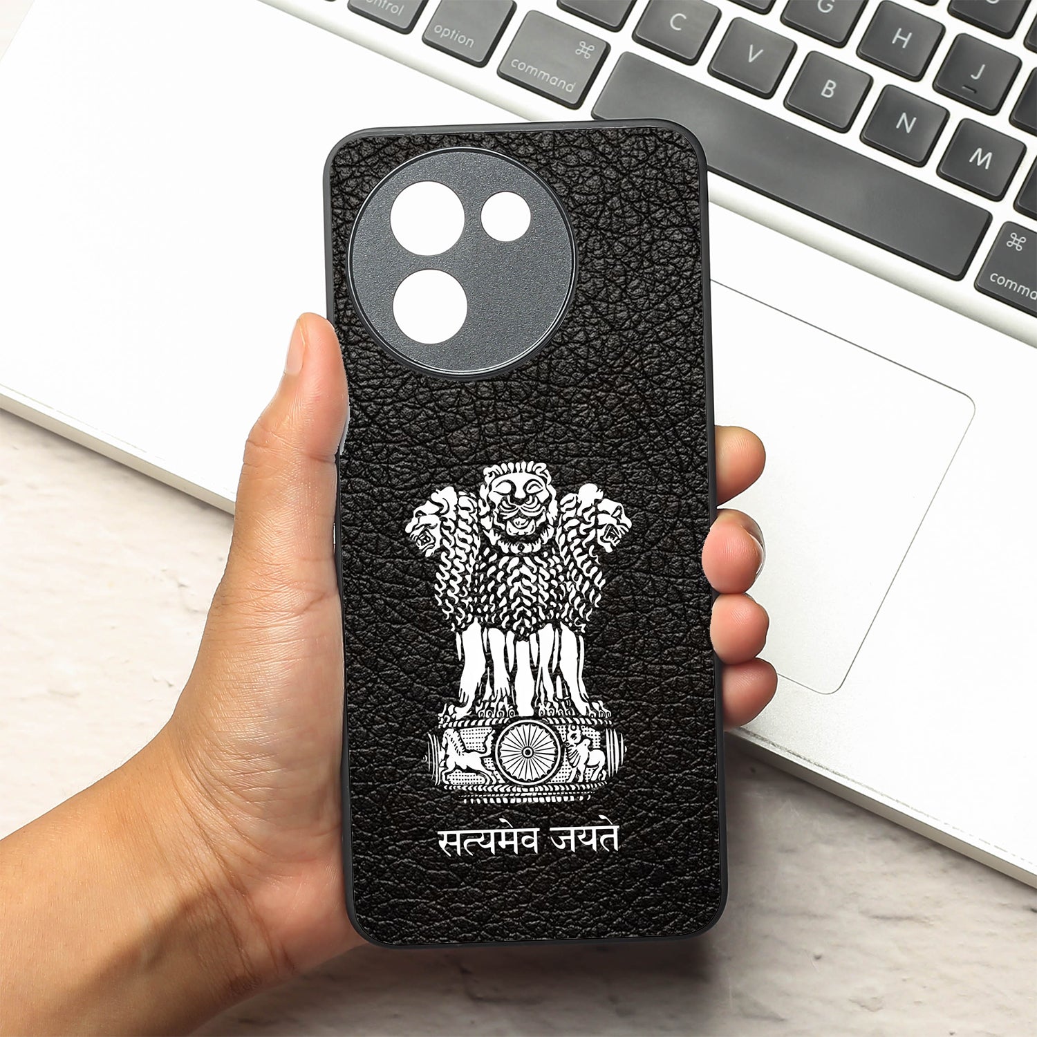 Black Satyamev Jayate metal back case for Vivo Y58
