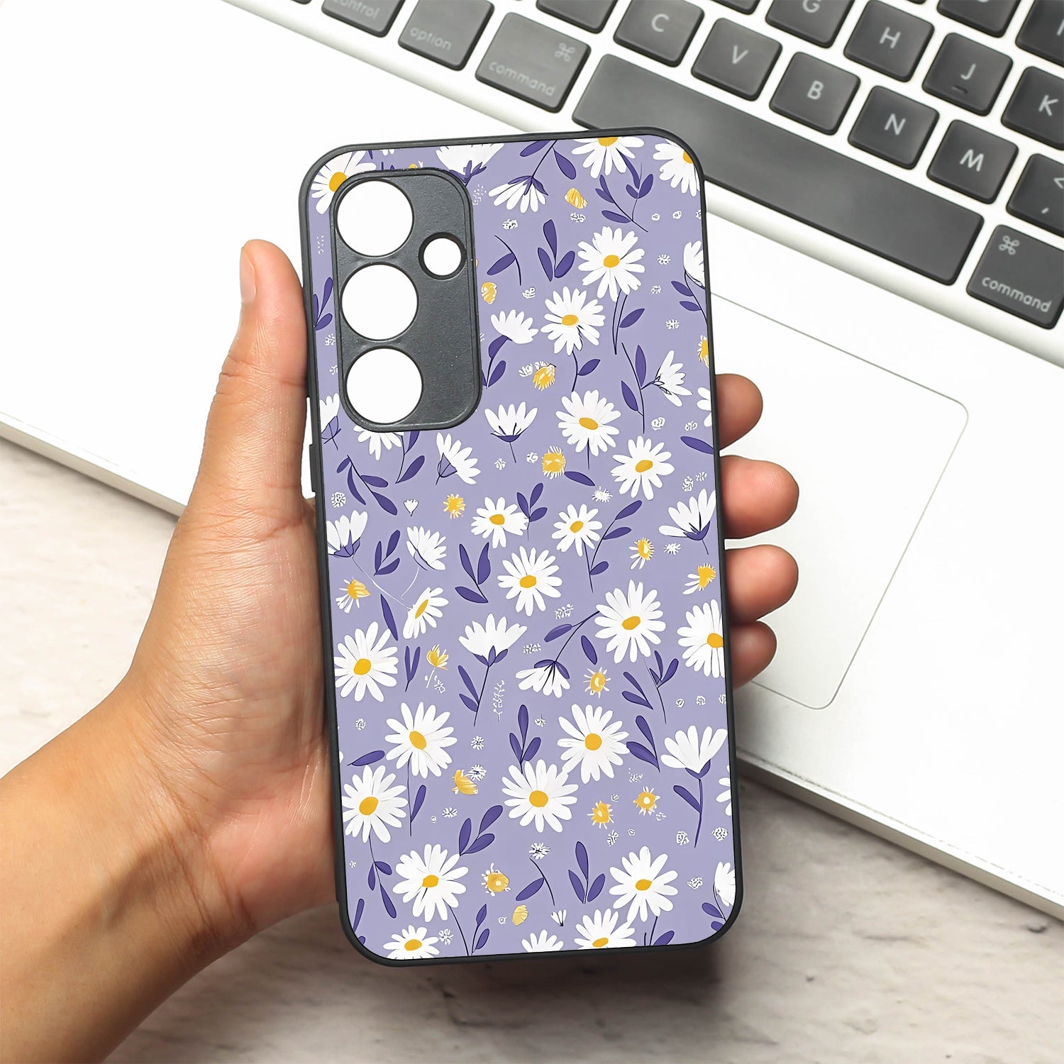 Lavender Daisies metal back case for Samsung A35