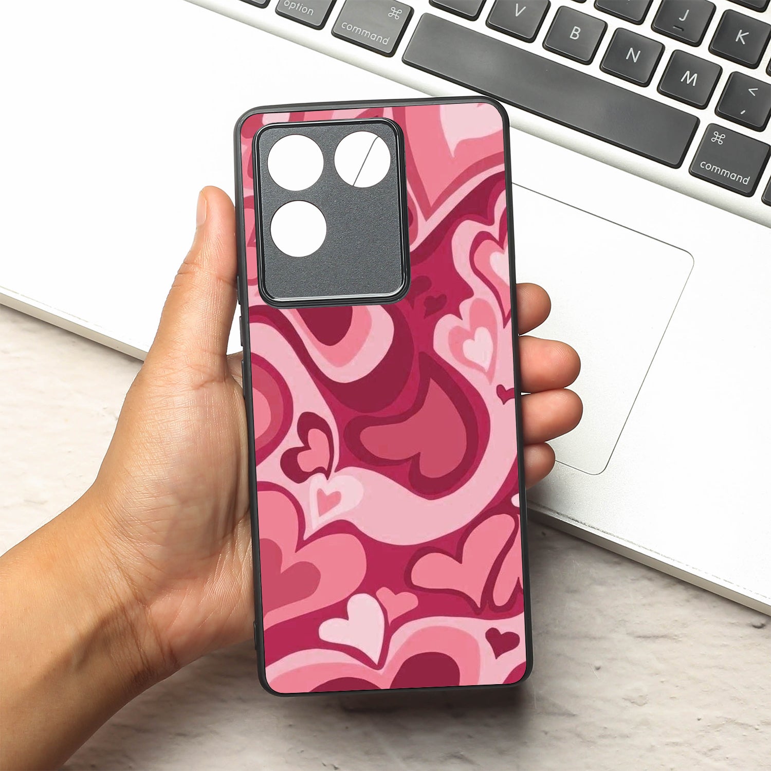 Valentine Wave metal back case for Vivo T2 Pro