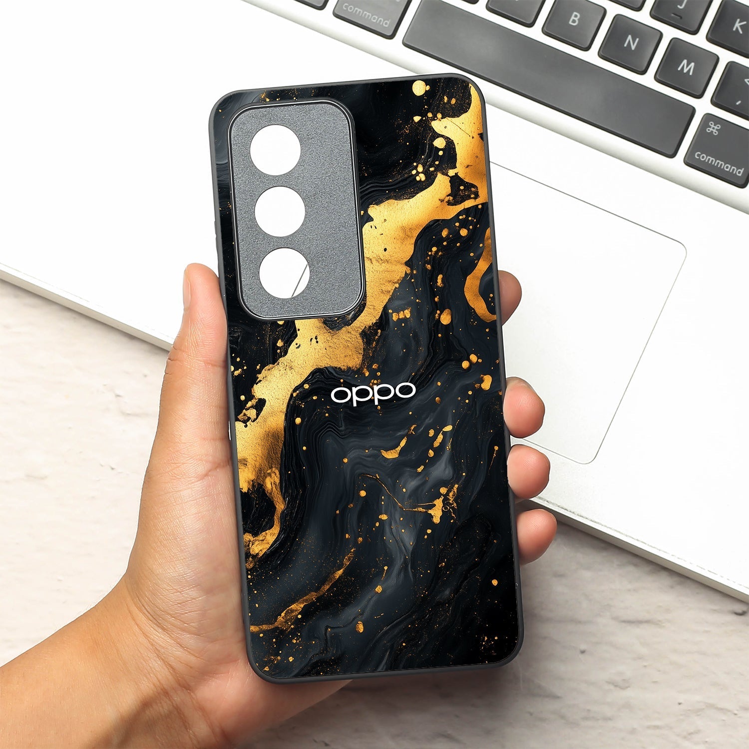 Black Gold Blaze  metal back case for Oppo A3 Pro 5g