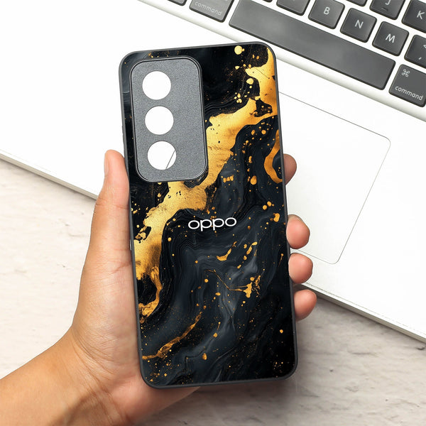 Black Gold Blaze  metal back case for Oppo A3 Pro 5g