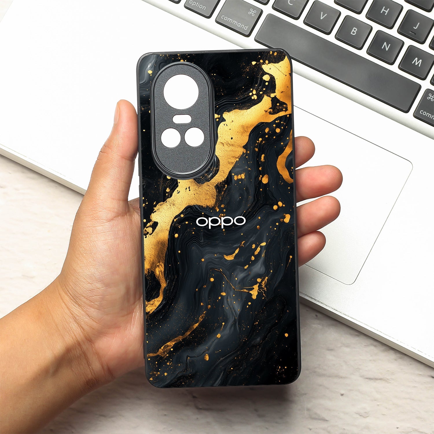 Black Gold Blaze  metal back case for Oppo Reno 10