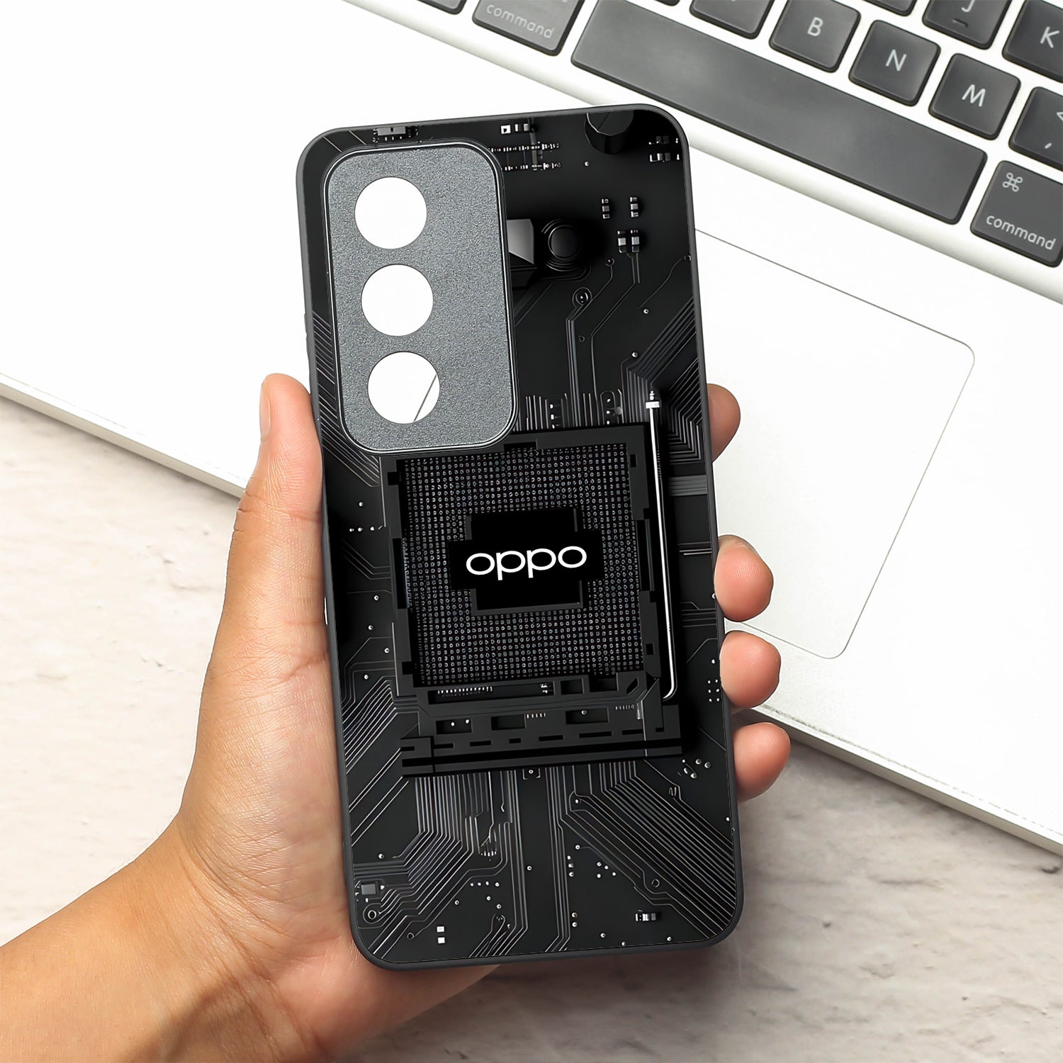 Microchip metal back case for Oppo K12X