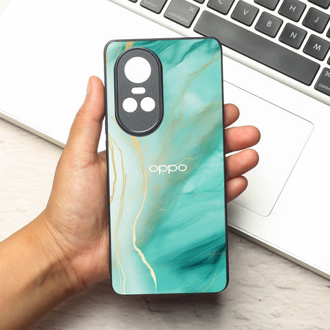 Green Luxe Marble metal back case for Oppo Reno 10 Pro