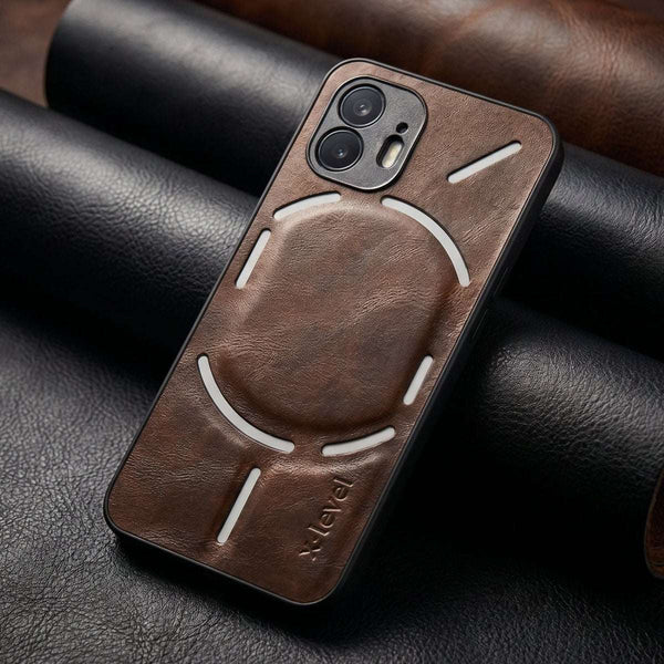 X-LEVEL Dark Brown Leather Case for Nothing Phone 2