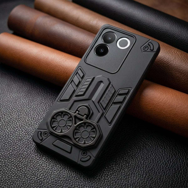 Black Cycle Armor Silicone Case for Vivo T2 Pro