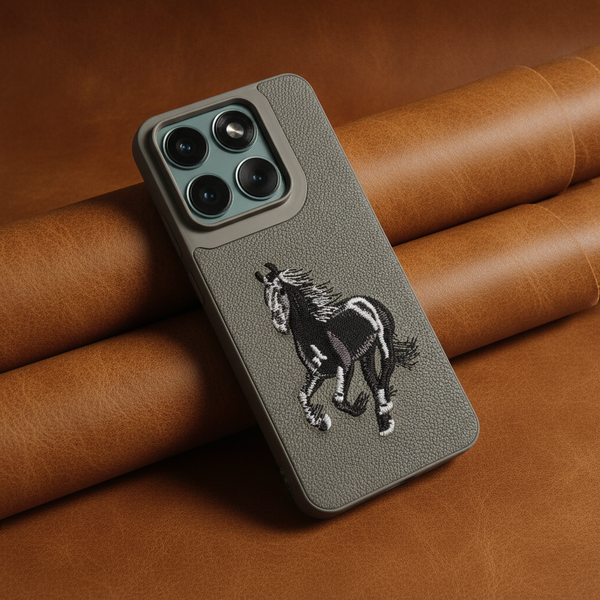 Gey Leather Black White Horse rider OC Ornamented for Motorola Edge 60 Fusion