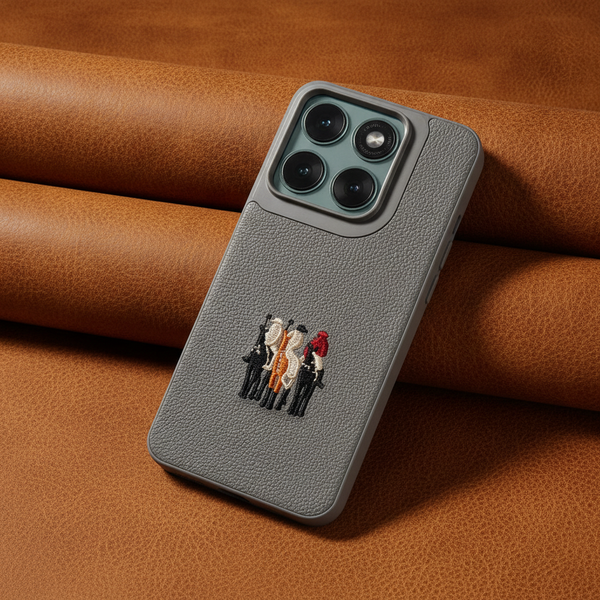 Grey Leather 3 Horse Rider OC Ornamented for Motorola Edge 60 Fusion
