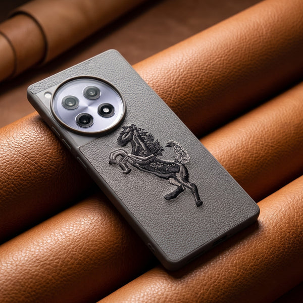 Grey Leather Black Grey Horse OC Ornamented for Oneplus 12r
