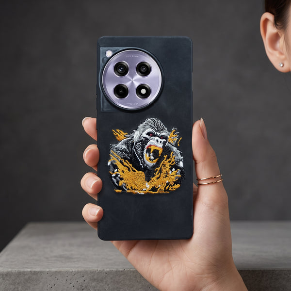 Black Leather Gorilla OC Ornamented for Oneplus 12r