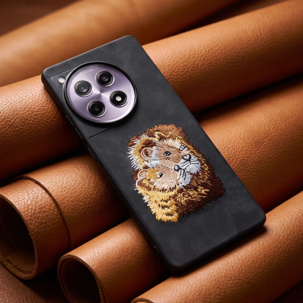 Black Leather Brown Lion OC Ornamented for Oneplus 12r
