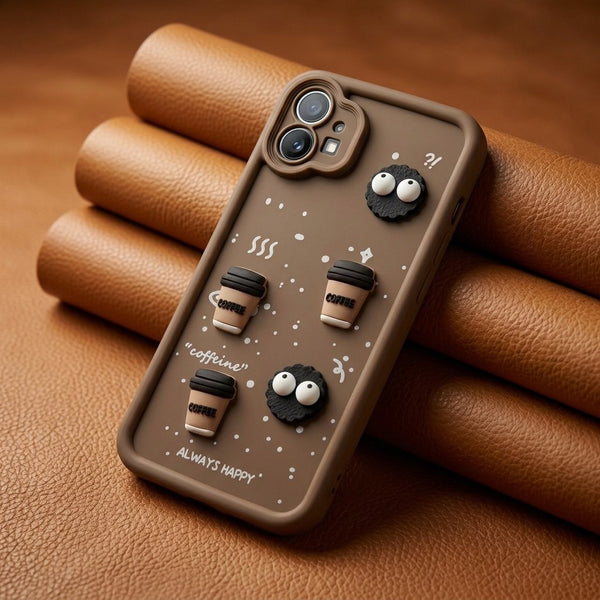 Brown COFFEE (ALWAYS HAPPY) Silicone case for Nothing Phone 1