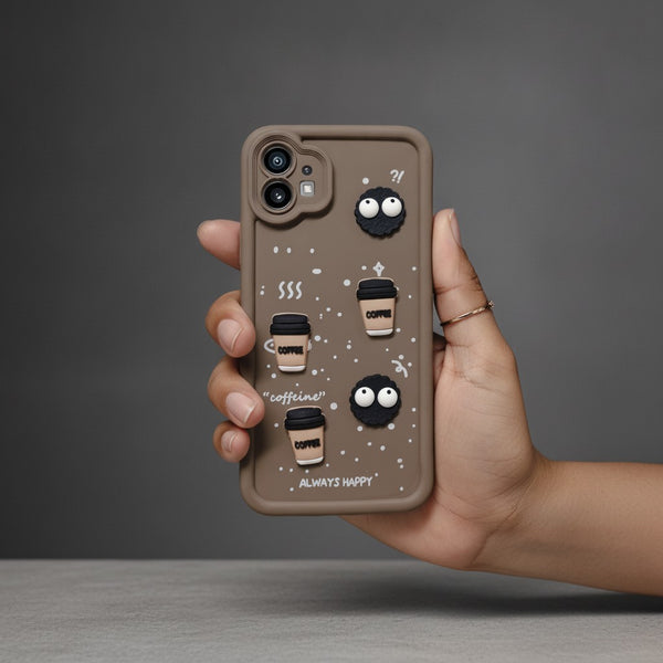 Brown COFFEE (ALWAYS HAPPY) Silicone case for Nothing Phone 1