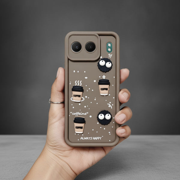 Brown COFFEE (ALWAYS HAPPY) Silicone case for Oneplus Nord 4