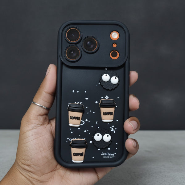 Black COFFEE (ALWAYS HAPPY) Silicone case for Apple iphone 17 Pro
