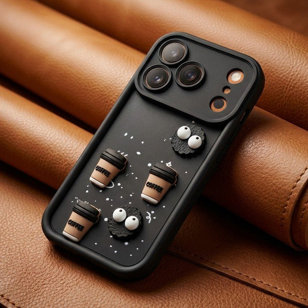 Black COFFEE (ALWAYS HAPPY) Silicone case for Apple iphone 17 Pro