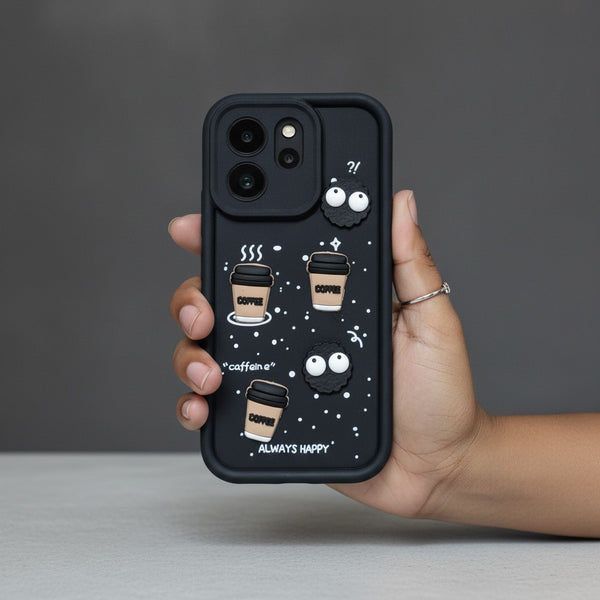 Black COFFEE (ALWAYS HAPPY) Silicone case for Vivo V70 Elite