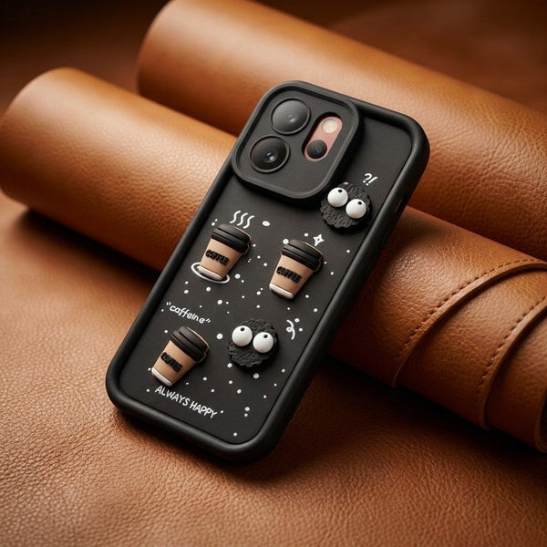 Black COFFEE (ALWAYS HAPPY) Silicone case for Vivo V70 Elite