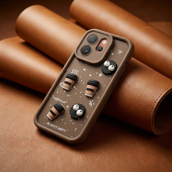 Brown COFFEE (ALWAYS HAPPY) Silicone case for Vivo V70