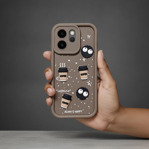 Brown COFFEE (ALWAYS HAPPY) Silicone case for Vivo V70