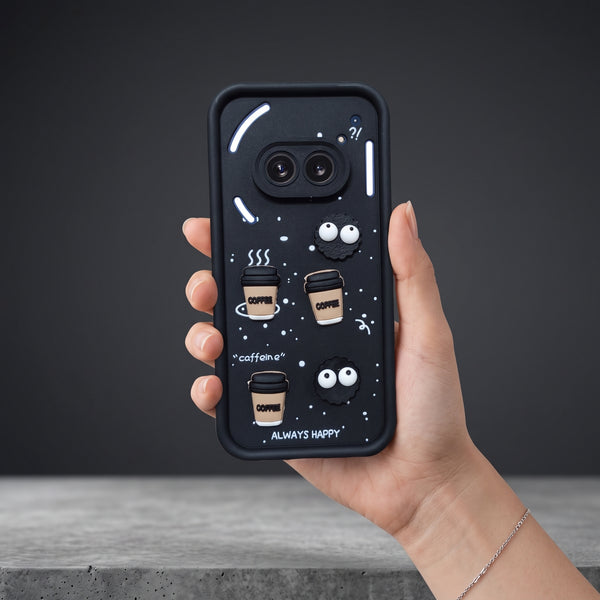 Black COFFEE (ALWAYS HAPPY) Silicone case for Nothing Phone 2a
