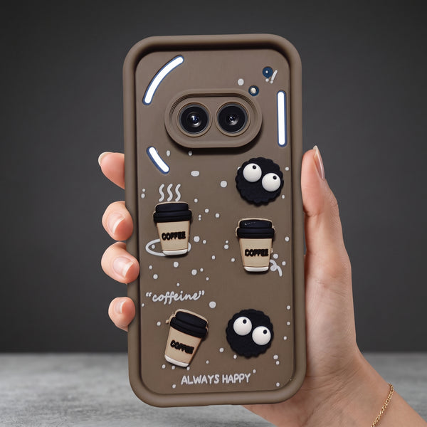 Brown COFFEE (ALWAYS HAPPY) Silicone case for Nothing Phone 2a