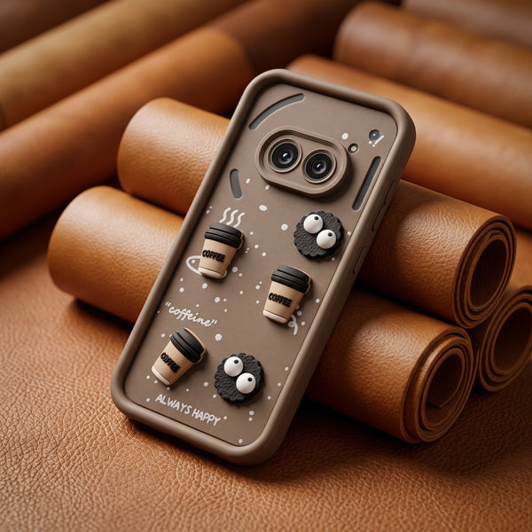 Brown COFFEE (ALWAYS HAPPY) Silicone case for Nothing Phone 2a