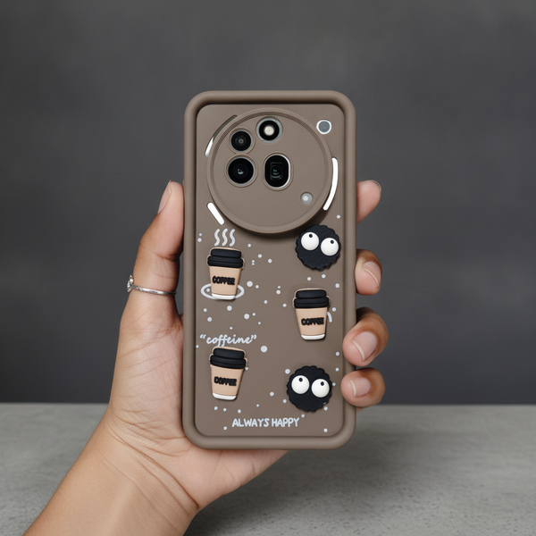 Brown COFFEE (ALWAYS HAPPY) Silicone case for Nothing Phone 3a Pro