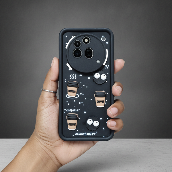 Black COFFEE (ALWAYS HAPPY) Silicone case for Nothing Phone 3a Pro