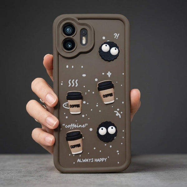 Brown COFFEE (ALWAYS HAPPY) Silicone case for Nothing Phone 2
