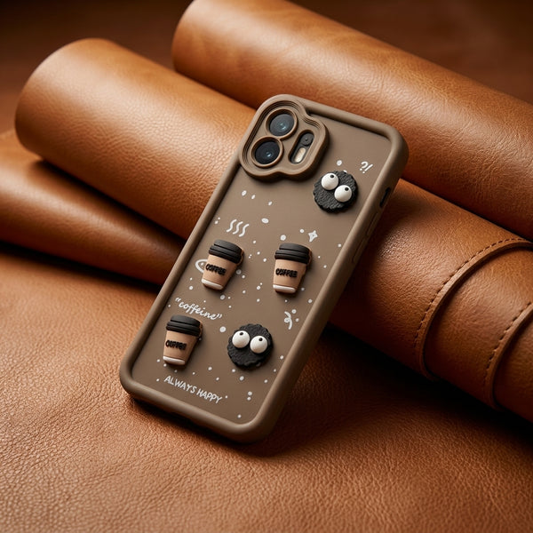 Brown COFFEE (ALWAYS HAPPY) Silicone case for Nothing Phone 2