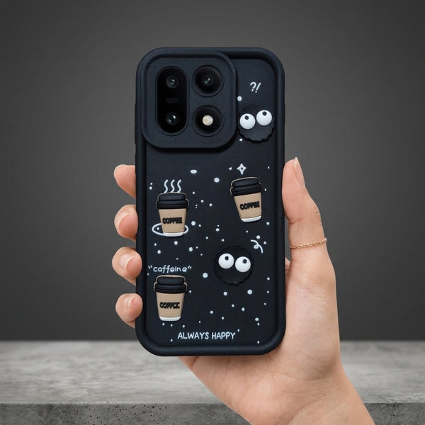 Black COFFEE (ALWAYS HAPPY) Silicone case for Oneplus 15