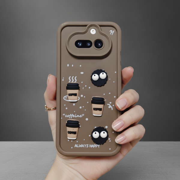 Brown COFFEE (ALWAYS HAPPY) Silicone case for Nothing Phone 4a