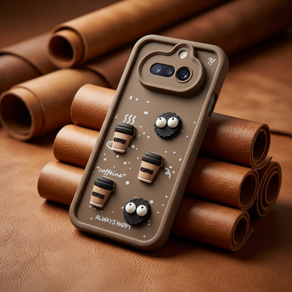 Brown COFFEE (ALWAYS HAPPY) Silicone case for Nothing Phone 4a