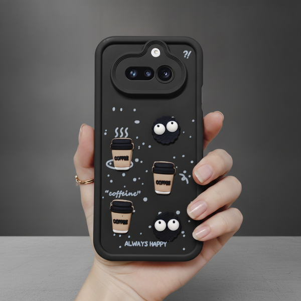 Black COFFEE (ALWAYS HAPPY) Silicone case for Nothing Phone 4a