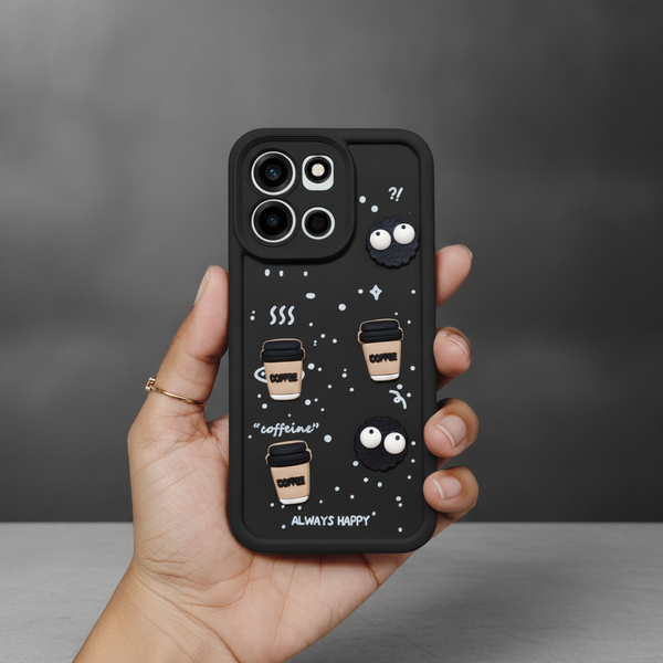 Black COFFEE (ALWAYS HAPPY) Silicone case for Oneplus Nord 6