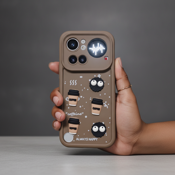 Brown COFFEE (ALWAYS HAPPY) Silicone case for Nothing Phone 4a Pro