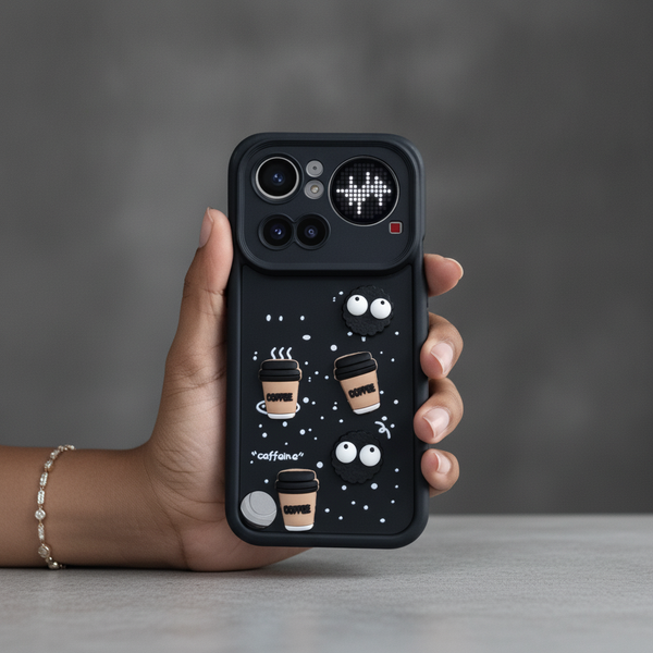 Black COFFEE (ALWAYS HAPPY) Silicone case for Nothing Phone 4a Pro