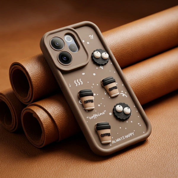 Brown COFFEE (ALWAYS HAPPY) Silicone case for Oppo Reno 15c