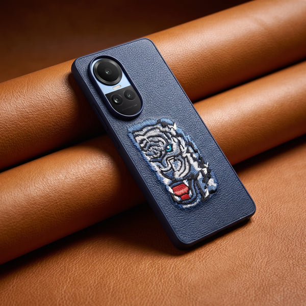Blue Leather Blue Lion OC Ornamented for Oppo Reno 10 Pro