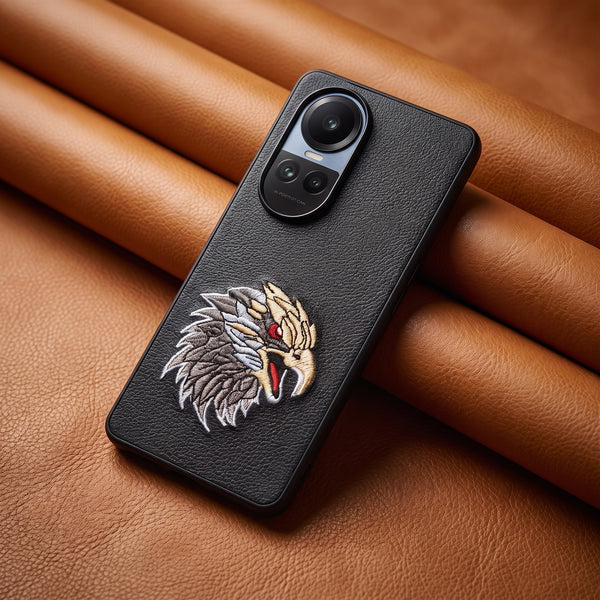 Black Leather Eagle OC Ornamented for Oppo Reno 10 Pro
