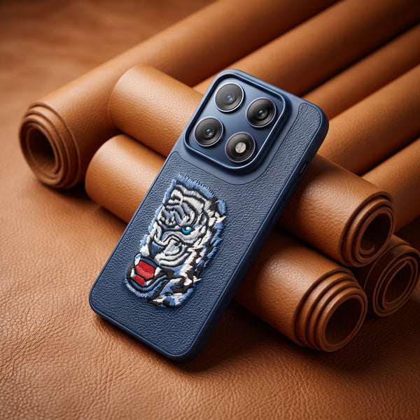 Blue Leather Blue Lion OC Ornamented for Motorola Edge 70 Pro