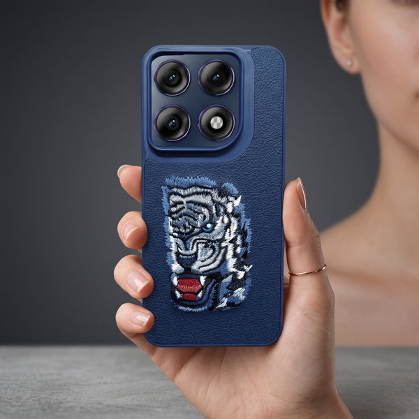 Blue Leather Blue Lion OC Ornamented for Motorola Edge 70 Pro