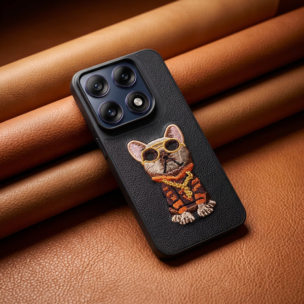 Black Leather Bulldog OC Ornamented for  Motorola Edge 70 Pro