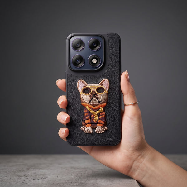 Black Leather Bulldog OC Ornamented for  Motorola Edge 70 Pro