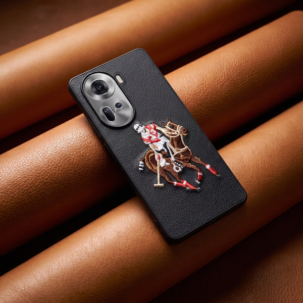 Black Leather Horse Rider OC Ornamented for Oppo Reno 11
