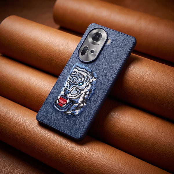 Blue Leather Blue Lion OC Ornamented for Oppo Reno 11