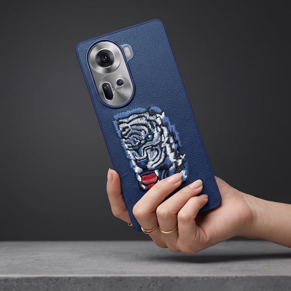 Blue Leather Blue Lion OC Ornamented for Oppo Reno 11