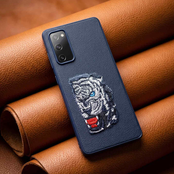 Blue Leather Blue Lion OC Ornamented for Samsung S20 Fe