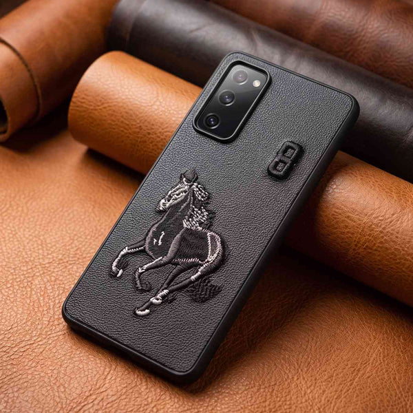 Black Leather Horse No. 3 OC Ornamented for Samsung S20 Fe